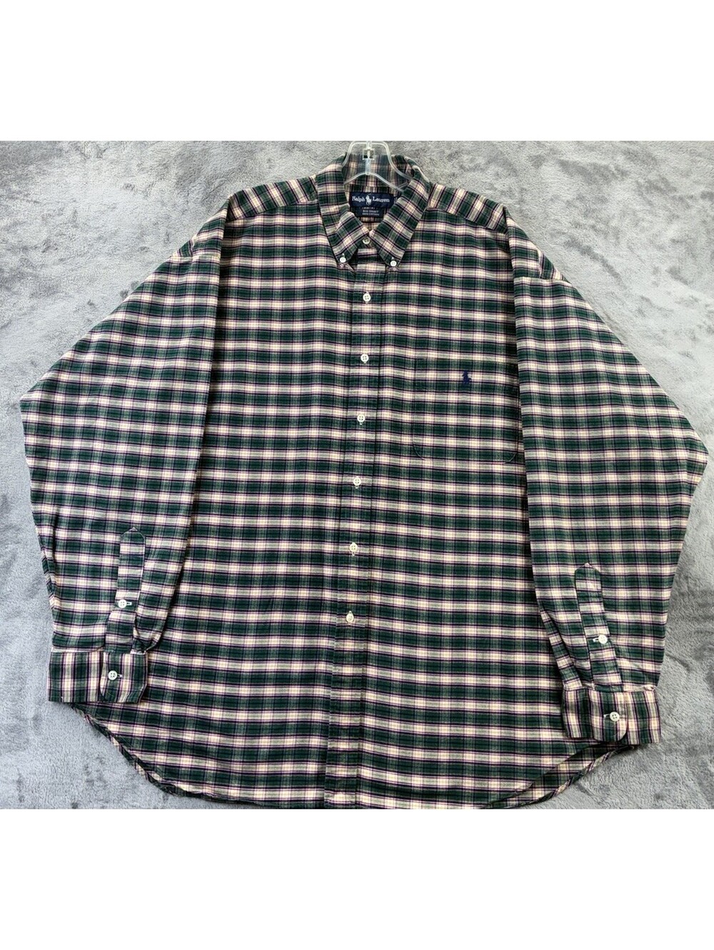 Polo Ralph Lauren Big Shirt XL Green Tartan Plaid Long Sleeve Button Down